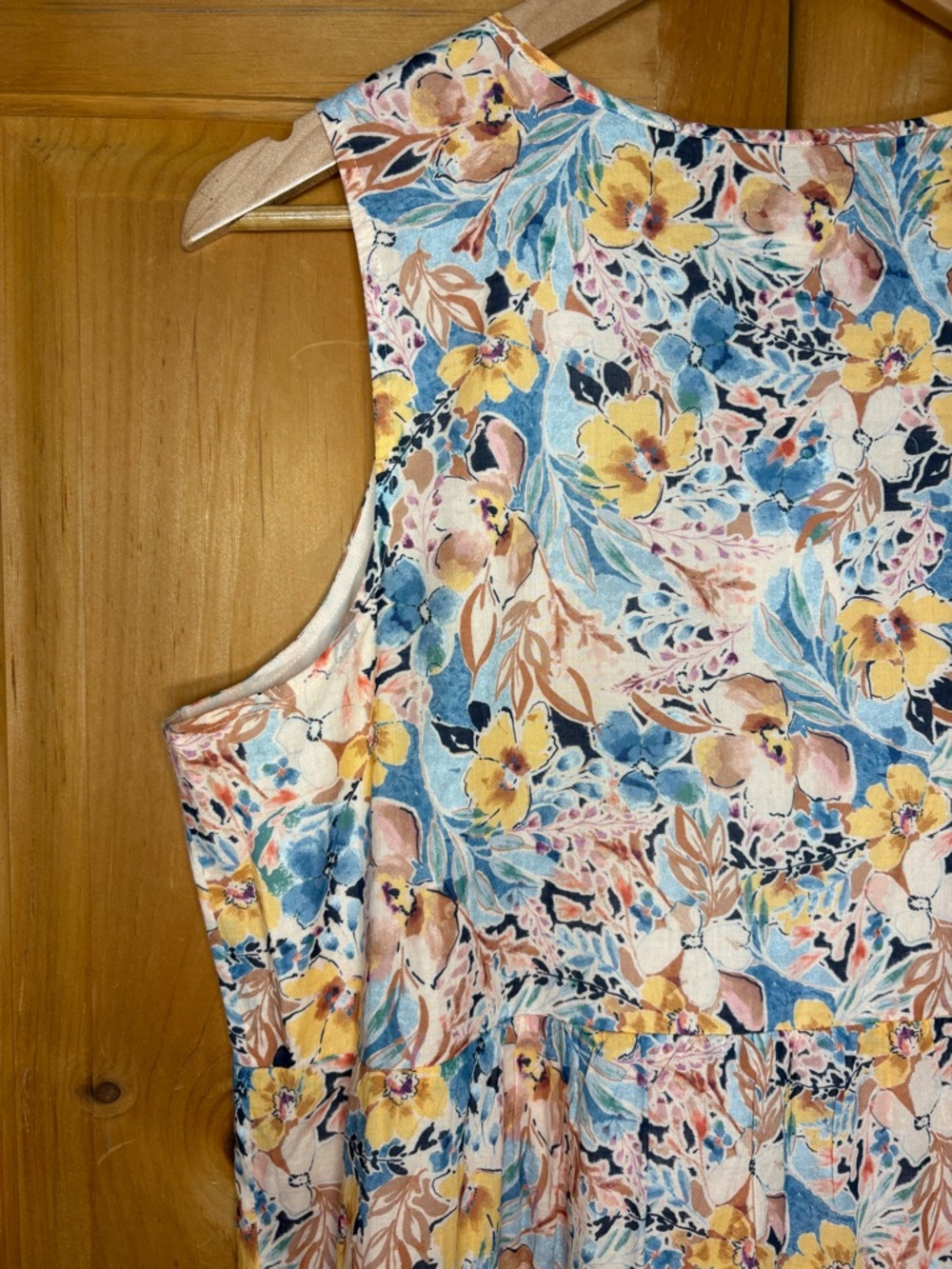 J. Jill Floral Sleeveless Maxi Dress in Yellow, Blue & Cream - Picture 3 of 15